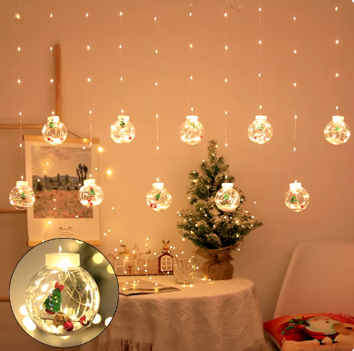 🔥OFERTA EXCLUSIVA☃️CORTINA DE NAVIDAD🎅🏻 ESFERAS DE LUZ LED✨