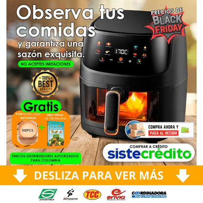 AIRFRYER X-Home® Freidora de Aire Digital con Gran Capacidad + Incluye Obsequios 🎁